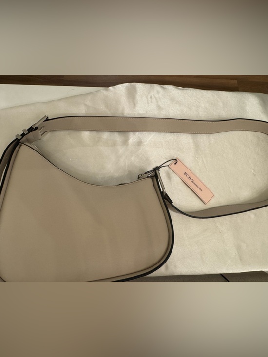 BCBGeneration Handbags - BCBGeneration Taupe Shoulder Bag with Dark Trim